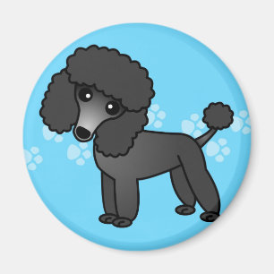 Cute Black Poodle Cartoon Magnet
