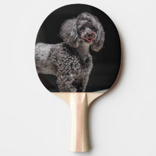Cute Black Poodle Dog Head Smile Smiling Ping Pong Paddle