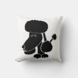 Cute Black Poodle Face Puppy Dog Design Throw Pillow