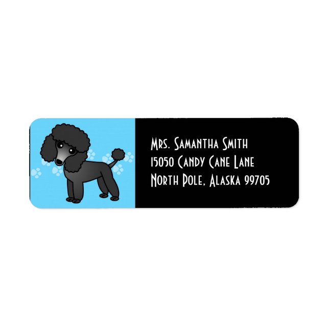 Cute Black Poodle Label (Front)