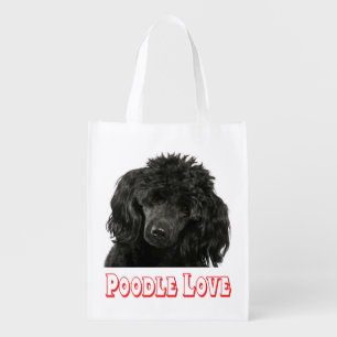 Cute Black Poodle Puppy Dog Mom Grocery Bag