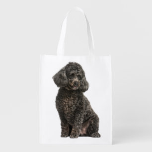 Cute Black Poodle Puppy Dog Mom Grocery Bag