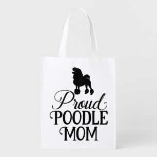 Cute Black Poodle Puppy Dog Mom Miniature Poodle Grocery Bag