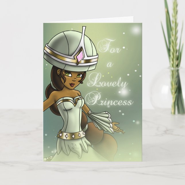 Cute Black Princess Birthday Card (Front)