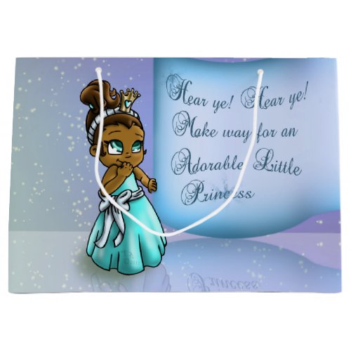 Cute Black Princess Birthday Large Gift Bag