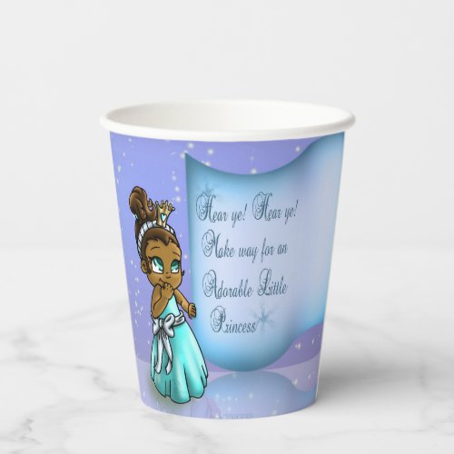 Cute Black Princess Birthday Paper Cups