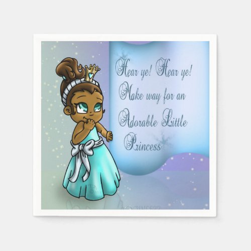 Cute Black Princess Birthday Paper Napkins