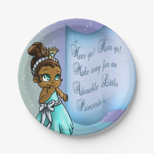 Cute Black Princess Birthday Paper Plates