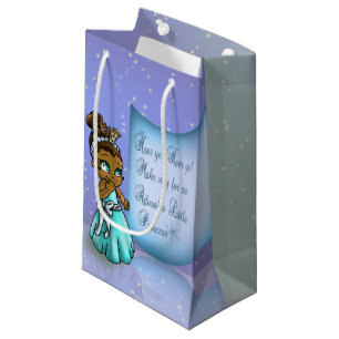 Cute Black Princess Birthday Small Gift Bag
