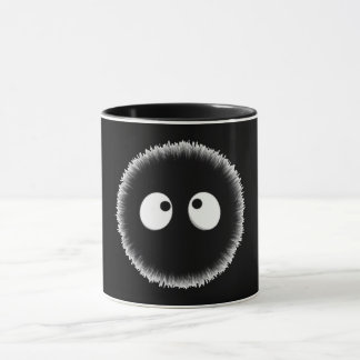 Cute Black Puffball Mug with Eyes - Cozy & Fun Dri
