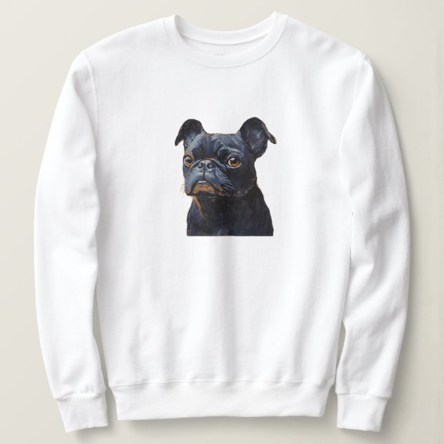 Cute Black Pug Dog Art Sweatshirt – Cozy Pet Lover (Design Front)