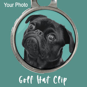 Cute Black Pug Face Charm Unique Custom Dog Love Golf Hat Clip