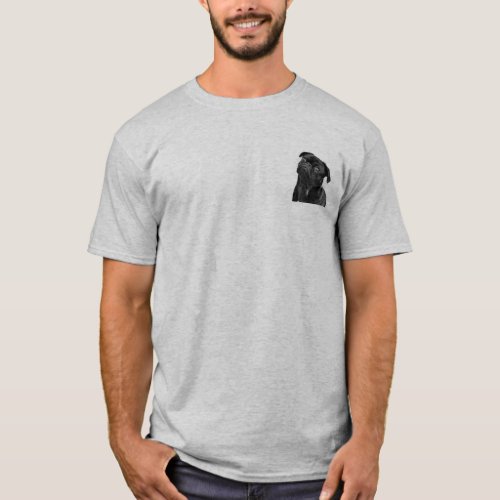 Cute Black Pug Mens Basic Light Gray T_Shirt