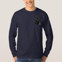 Cute Black Pug Mens Navy Long Sleeve T-Shirt
