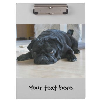 Cute Black Pug Puppy Clipboard by LittleThingsDesigns at Zazzle