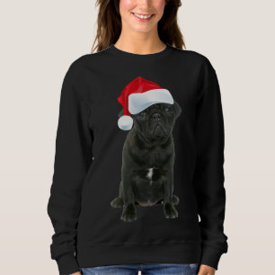 Cute Black Pug Santa Hat Funny Matching Christmas Sweatshirt