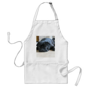 Cute Black Pug Sleeping Adult Apron
