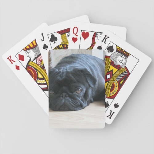 Cute Black Pug Sleeping Poker Cards