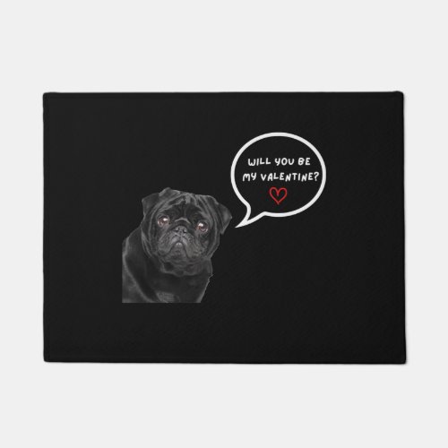 Cute Black Pug Valentines Day Funny Clothes Gift Doormat