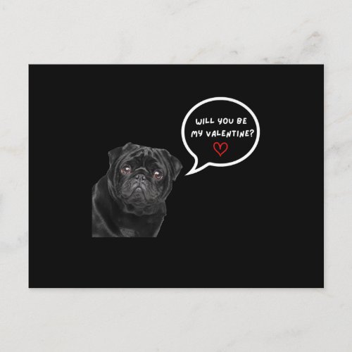 Cute Black Pug Valentines Day Funny Clothes Gift Holiday Postcard