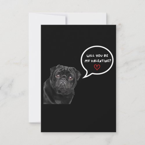 Cute Black Pug Valentines Day Funny Clothes Gift RSVP Card