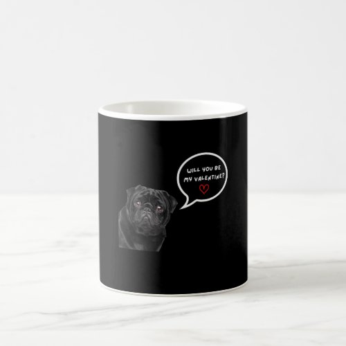 Cute Black Pug Valentines Day  Funny Pug Dog Coffee Mug