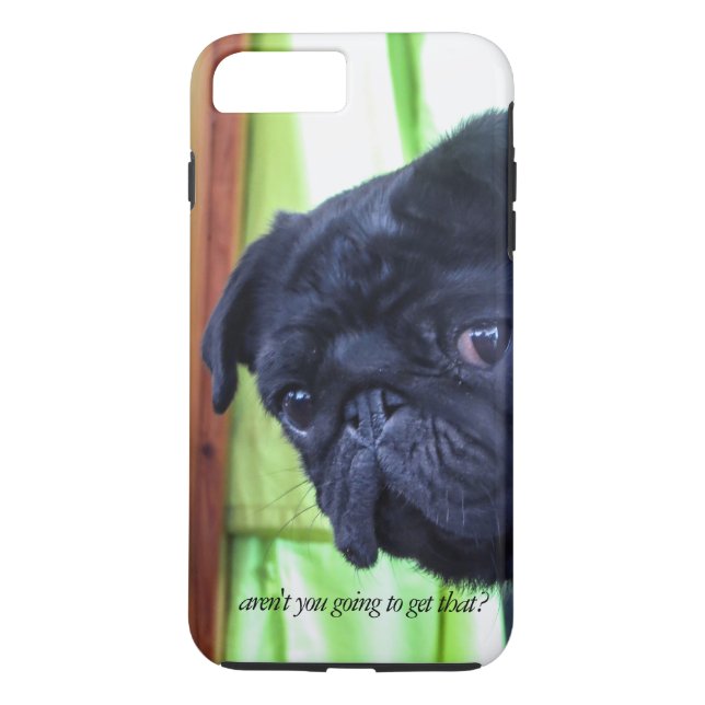 Cute Black Pug With Attitude Photo Case-Mate iPhone Case (Back)