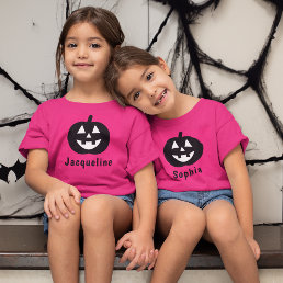 Cute Black Pumpkin Custom Name Halloween T-Shirt