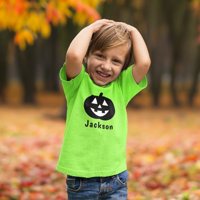 Cute Black Pumpkin Custom Name Halloween T-Shirt (Creator Uploaded)