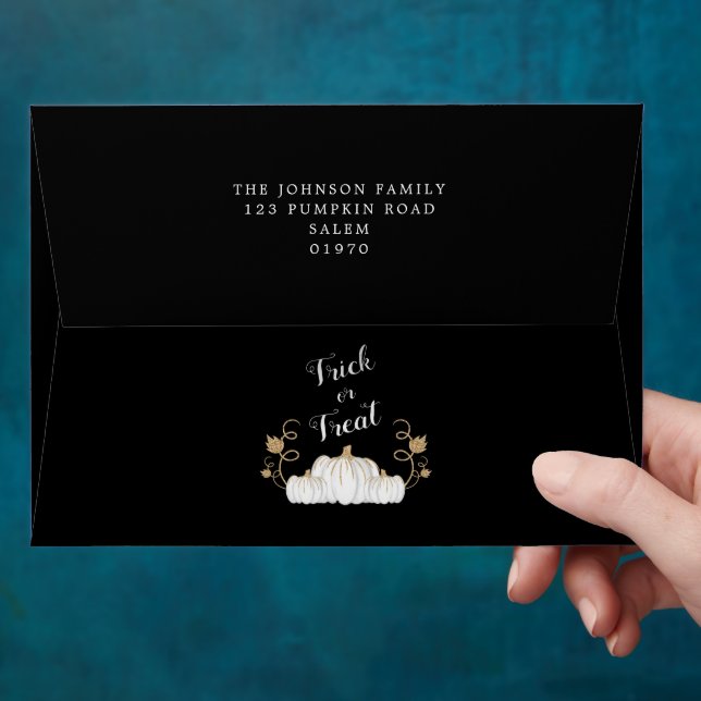 Cute Black Pumpkin Halloween Envelope (Hand)