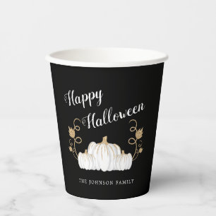 Cute Black Pumpkin Happy Halloween Paper Cups