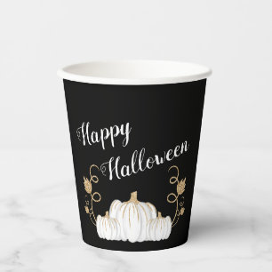 Cute Black Pumpkin Happy Halloween Paper Cups