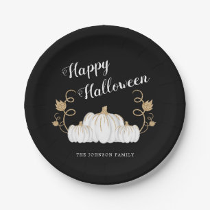 Cute Black Pumpkin Happy Halloween  Paper Plates
