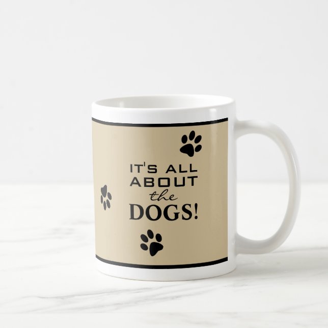 Cute Black Puppy Paw Print Dog Lover Typography  Coffee Mug (Right)