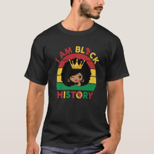 Cute Black Qeen Girl With Afro Puff Hair Heart In T-Shirt