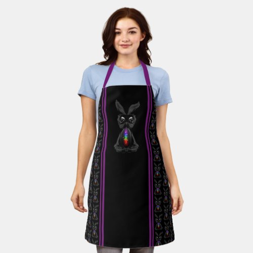 Cute Black Rabbit with Chakra Rainbow Soul Apron