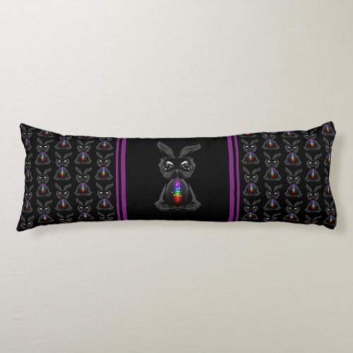 Cute Black Rabbit with Chakra Rainbow Soul Body Pillow
