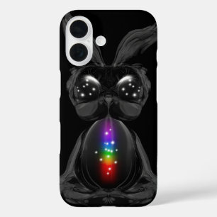 Cute Black Rabbit with Chakra Rainbow Soul iPhone 16 Case