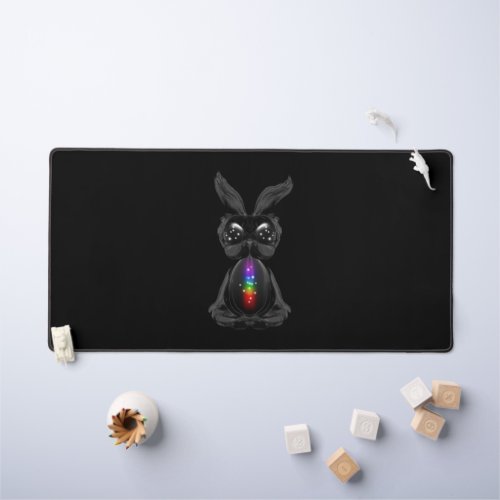 Cute Black Rabbit with Chakra Rainbow Soul Desk Mat
