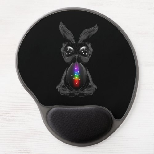 Cute Black Rabbit with Chakra Rainbow Soul Gel Mouse Pad
