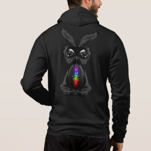 Cute Black Rabbit with Chakra Rainbow Soul Hoodie