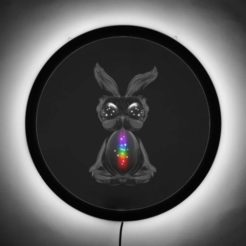 Cute Black Rabbit with Chakra Rainbow Soul LED Sign