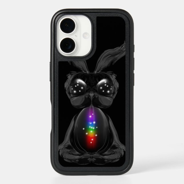 Cute Black Rabbit with Chakra Rainbow Soul Otterbox iPhone Case (Back)