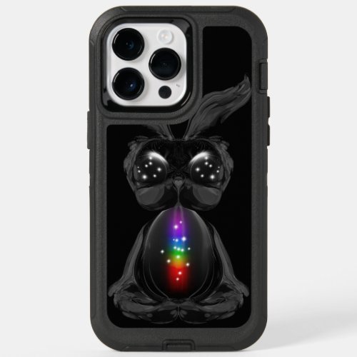 Cute Black Rabbit with Chakra Rainbow Soul OtterBox iPhone 14 Pro Max Case