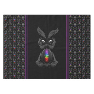 Cute Black Rabbit with Chakra Rainbow Soul Tablecloth