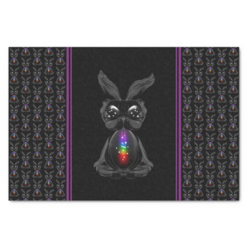 Cute Black Rabbit with Chakra Rainbow Soul Tissue Paper