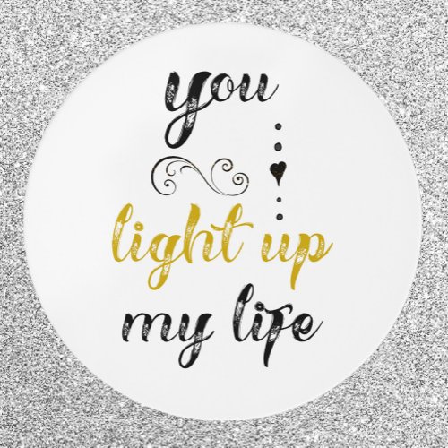 Cute Black Red  Gold You Light Up My Life Quote Wireless Charger