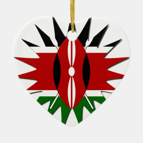 Cute Black Red Green  Kenya Hakuna Matata Flag Ceramic Ornament