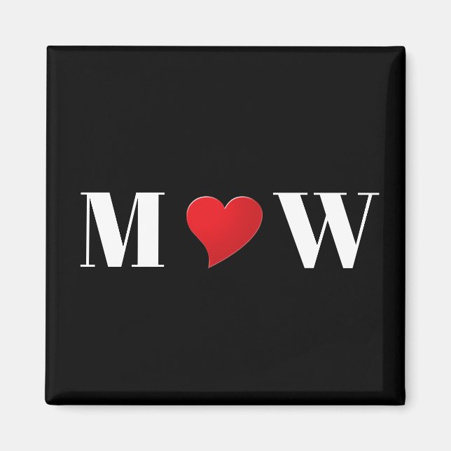Cute black red heart custom couple monogram modern magnet (Front)