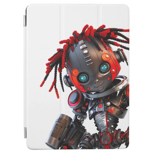 Cute Black Red Kid Robot iPad Air Cover